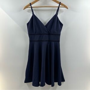 Jun & Ivy Navy Blue Floral A‑Line Dress – Size M